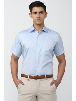 Van Heusen - Men Blue Regular Fit Solid Half Sleeves Formal Shirt