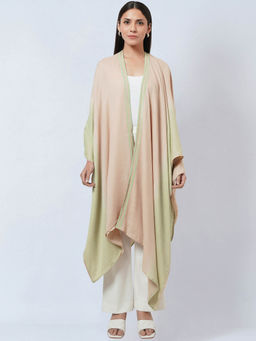 First Resort by Ramola Bachchan - Peach & Pistachio Ombre Cashmere Jacket