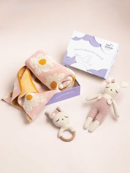 Haus & Kinder - Olly Baby Shower Gift Box - Set of 3 -Blanket, Knitted Toy, Cuddle Cloth
