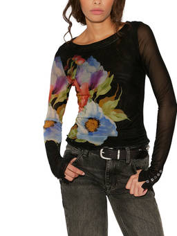 Free People - Lilly Printed Long Sleeve - Black