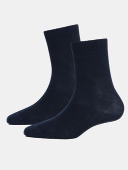 Jockey - 7800 Juniors Compact Cotton Solid Calf Length Socks - Navy (Pack of 2)