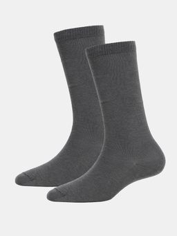 Jockey - 7902 Juniors Compact Cotton Solid Knee Length Socks - Gun Metal (Pack of 2)