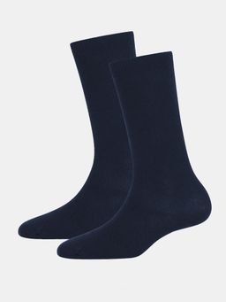 Jockey - 7902 Juniors Compact Cotton Solid Knee Length Socks - Navy (Pack of 2)
