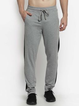 Club York - Men Grey Black Solid Track Pant