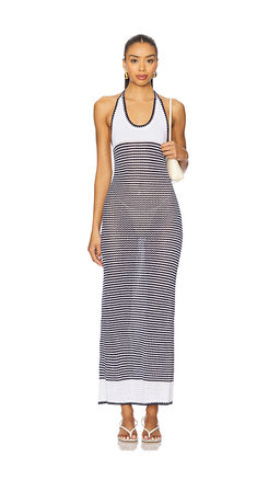 525 - Dena Striped Halter Maxi Dress