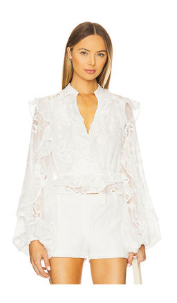 Bardot - Frill Embroidered Blouse