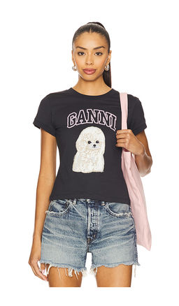 Ganni - Basic Cotton Jersey Poodle Baby Fit T-shirt