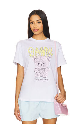 Ganni - Basic Cotton Jersey Teddy Relaxed T-shirt