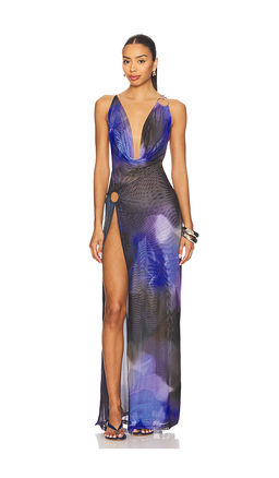 Jaded London - Sedona Blue Floral Maxi Dress