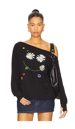 Lauren Moshi - Krista Daisy Happyface One Shoulder Top