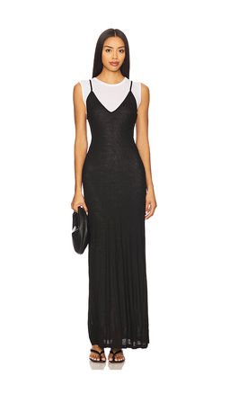 LESET - Rozzi V Neck Muscle Maxi Dress
