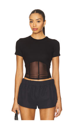 Michael Lauren - Ember Rib Mesh Corset Tee