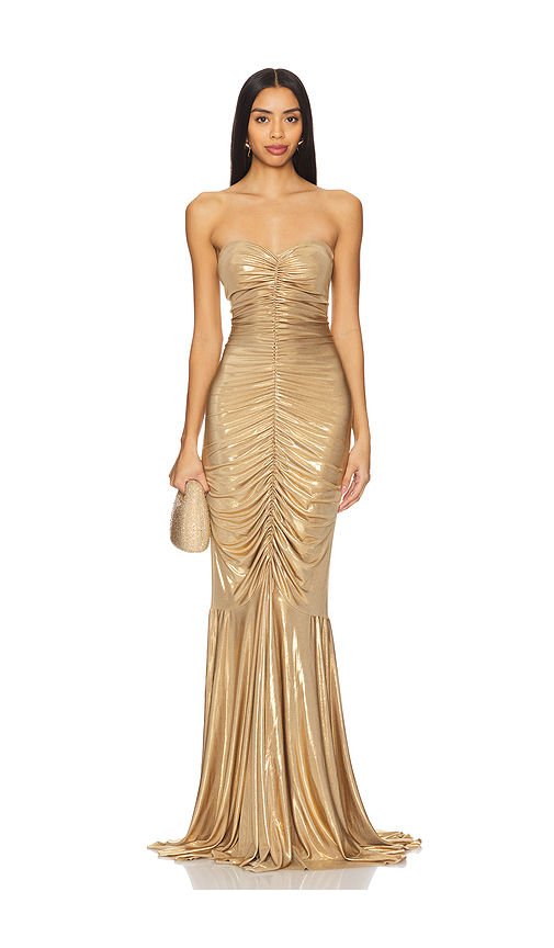 norma kamali Strapless Shirred Front Fishtail Gown-picture-18