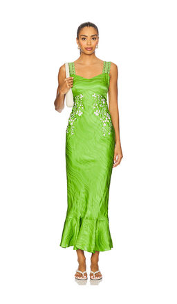 Saloni - Mimi C Dress in Parakeet & Ivory