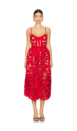 self-portrait - Bow Embroidered Midi Dress