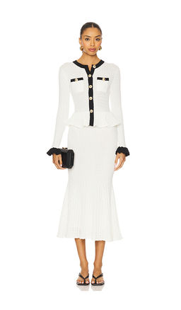 self-portrait - Knit Contrast Midi Dress