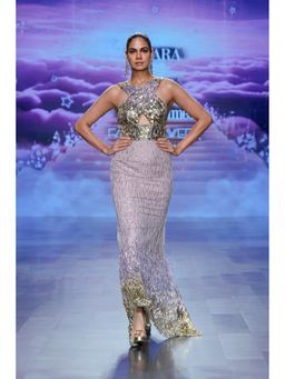 NIYARA INDIA - Zayana Silver Ombre Sequin Gown
