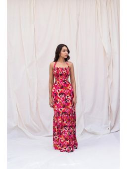 Urban Suburban - Pink Ikat Cut-Out Maxi Dress