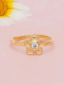 Karatcart - KUNUZ by 925 Sterling Silver Gold Plated Floral Shape Finger Ring for Women