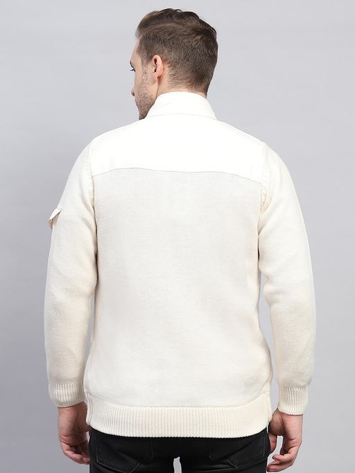 Buy Monte Carlo Men Textured Off White High Neck Full Sleeve