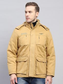 Monte Carlo - Men Solid Mustard Detachable Hood Full Sleeve Jacket