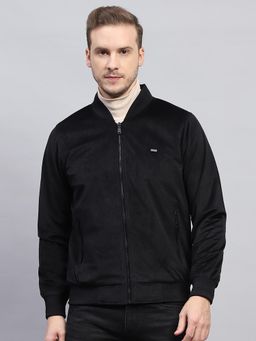 Monte Carlo - Men Solid Black High Neck Full Sleeve Jacket