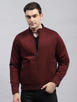 Monte Carlo - Men Solid Wine High Neck Full Sleeve Jacket