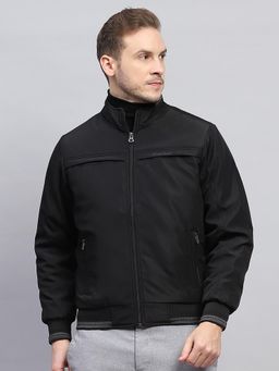 Monte Carlo - Men Solid Black High Neck Full Sleeve Jacket