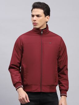 Monte Carlo - Men Solid Wine High Neck Full Sleeve Jacket