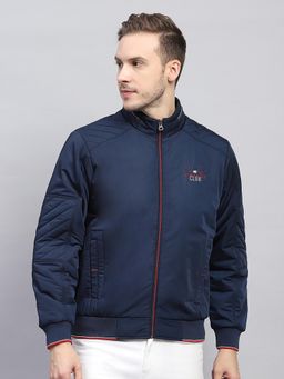 Monte Carlo - Men Solid Blue High Neck Full Sleeve Jacket