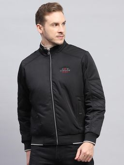 Monte Carlo - Men Black Solid High Neck Full Sleeve Jacket