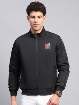 Monte Carlo - Men Solid Black High Neck Full Sleeve Jacket