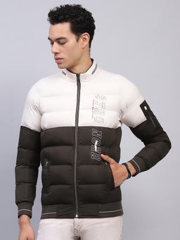 Monte Carlo - Men Printed White and Black High Neck Full Sleeve Jacket