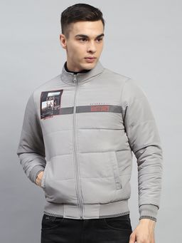 Monte Carlo - Men Printed Grey High Neck Full Sleeve Jacket
