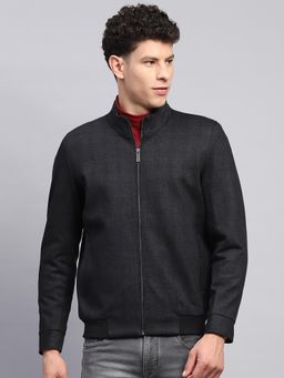 Monte Carlo - Men Checks Black High Neck Full Sleeve Jacket