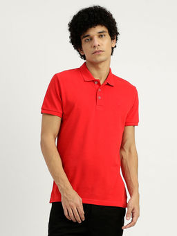 United Colors of Benetton - Red Regular Fit Ribbed Collar Solid Polo T-Shirt