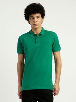 United Colors of Benetton - Green Regular Fit Ribbed Collar Solid Polo T-Shirt