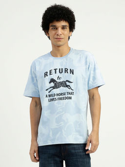 United Colors of Benetton - Blue Relaxed Fit Round Neck Printed T-Shirt