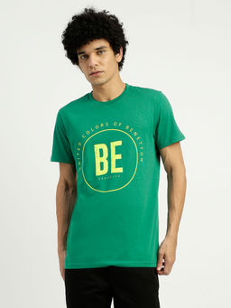 United Colors of Benetton - Green Regular Fit Round Neck Printed T-Shirt