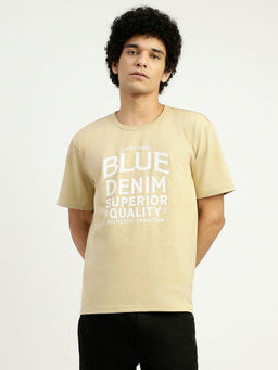 United Colors of Benetton - Beige Relaxed Fit Round Neck Printed T-Shirt