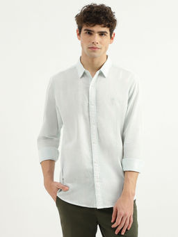 United Colors of Benetton - Green Slim Fit Spread Collar Striped Shirt