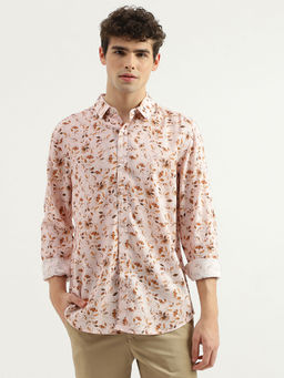 United Colors of Benetton - Pink Slim Fit Spread Collar Floral Print Shirt
