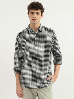 United Colors of Benetton - Black Regular Fit Spread Collar Checkered Shirt
