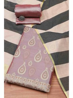 Biba - Women Beige Cotton Unstitched Top & Bottom with Dupatta