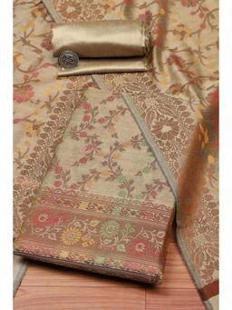 Biba - Women Green Cotton Unstitched Top & Bottom with Dupatta