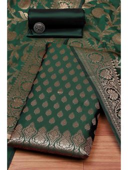 Biba - Women Bottle Green Silk Unstitched Top & Bottom with Dupatta