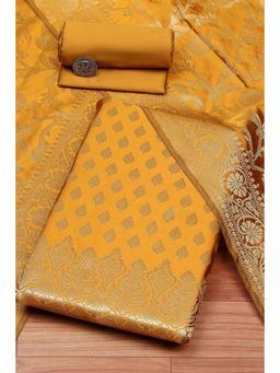 Biba - Women Mustard Silk Unstitched Top & Bottom with Dupatta