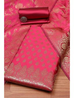 Biba - Women Pink Silk Unstitched Top & Bottom with Dupatta