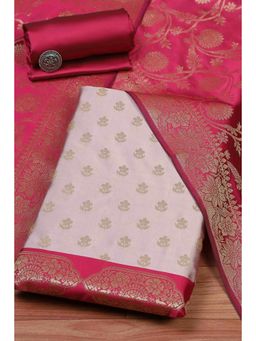 Biba - Women Pink Silk Unstitched Top & Bottom with Dupatta
