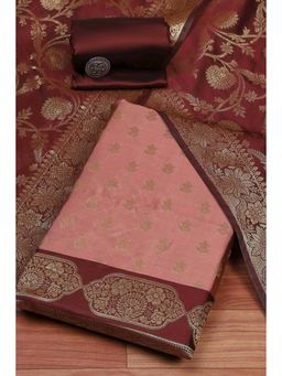 Biba - Women Pink Silk Unstitched Top & Bottom with Dupatta